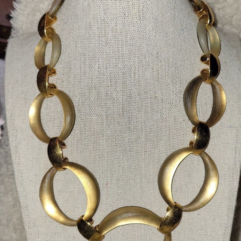 Alexis Bittar Elegant Champagne Gold-Tone Necklace. Good Used Condition.